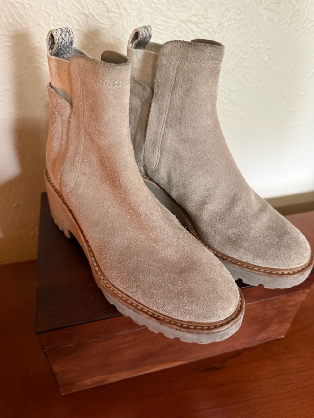 Dolce Vita Cream and Taupe Slip-On Bootie